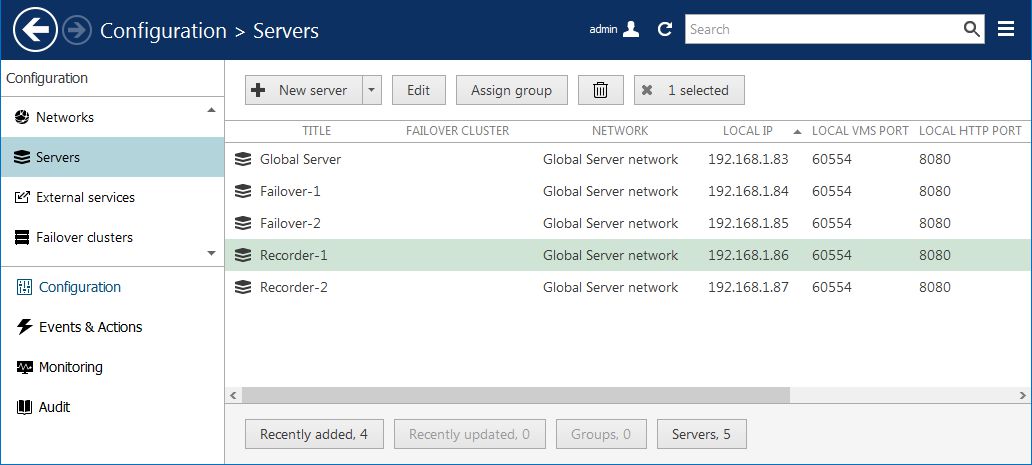 CORTROL2failover server list