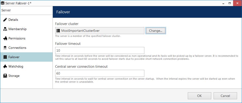 CORTROL5failover failover settings