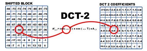 JPEG Shifted DCT2 coefficients